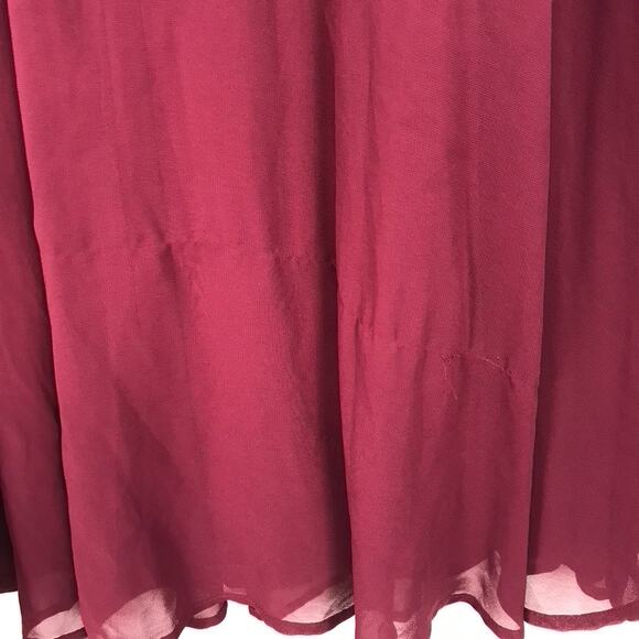 Lulus Dress Large Burgundy Adorning Glances Ruffles Resort Wedding Formal READ - Picture 14 of 16